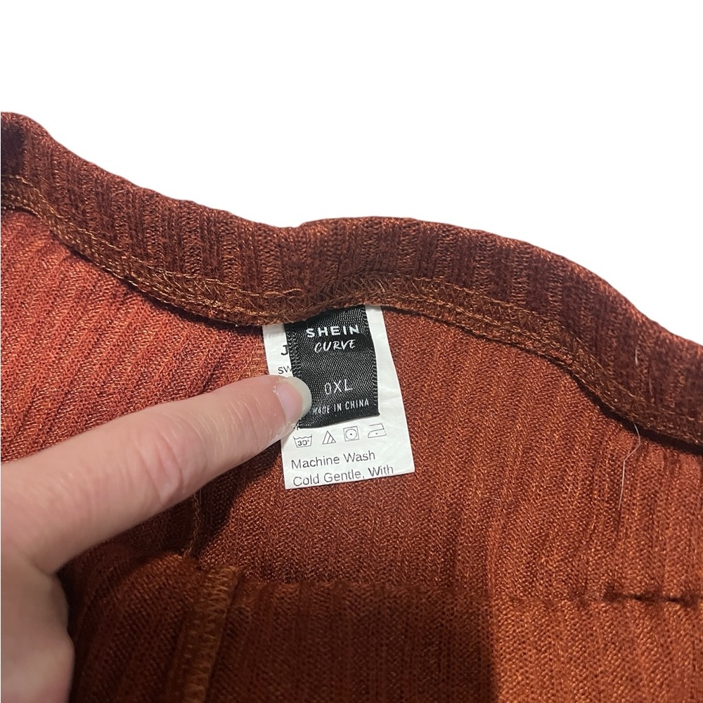 Shein Curve Burnt Orange Straight/Slim Knit Lounge Pants - Picture 2 of 4